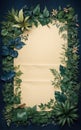 Rainforest-inspired design Botanical blank canvas Greenery-themed parchment art Parchment with jungle vegetation