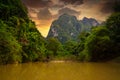 Rainforest of Khao Sok National Park at sunset, Thailand