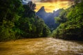 Rainforest of Khao Sok National Park at sunset, Thailand