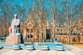 Rainforest monument Raina piemineklis near Cathedral of the Nativity of Christ in Riga Royalty Free Stock Photo