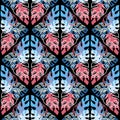 Rainforest seamless pattern on dark background, monstera palm leaf, trendy vector illustration