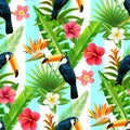 Rainforest Toucan Flat Seamless Pattern