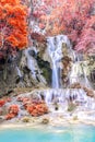 Rainforest waterfall, Tat Kuang Si Waterfall at Luang Prabang, Loas Royalty Free Stock Photo