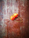 Rainier Cherries fruit lying on red wooden board Royalty Free Stock Photo