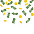 Raining Bills and Coins Sky Drop Royalty Free Stock Photo