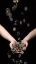 Raining coins Royalty Free Stock Photo