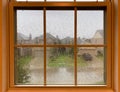 A raining day view look from a indoor window