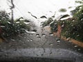 Raining drop on windshield