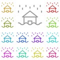 Raining, house multi color icon. Simple thin line, outline of water icons for ui and ux, website or mobile application