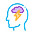 Raining Lightning Cloud In Silhouette Mind Vector