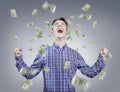 Raining money - Young man success Royalty Free Stock Photo