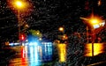 Raining night at a crossroads