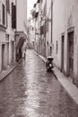 Raining in Street in Florence, Italy Royalty Free Stock Photo