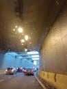 Raining tunnel traffic Royalty Free Stock Photo