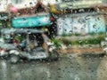 Rainny day  view from a car window Royalty Free Stock Photo