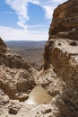 Rainpool at the Edge of the Makhtesh Ramon Crater in Israel Royalty Free Stock Photo