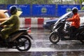 Rains on the city on streets