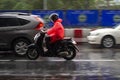 Rains on the city on streets