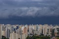 It rains very strong in the city of Sao Paulo, Brazil.