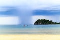 Rainstorm over fishing boat