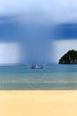 Rainstorm over fishing boat