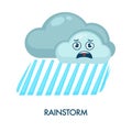 Rainstorm symbol with dark clouds and heavy rain