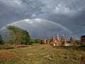 Rainvow between a tree and a Temple in Myanmar