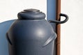 Rainwater barrel downspout modern design house exterior Royalty Free Stock Photo