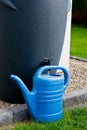 Rainwater barrel downspout modern design house exterior