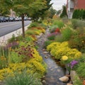 Rainwater Gardens - Rain Garden or Bioswale Designed to Capture and Treat Stormwater Runoff