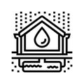 rainwater harvesting green building line icon vector illustration Royalty Free Stock Photo
