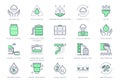 Rainwater harvesting line icons. Vector illustration include icon - barrel, stainless steel reservoir, liquid drainage Royalty Free Stock Photo