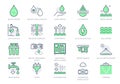 Rainwater harvesting line icons. Vector illustration include icon - osmotic filter, electrodialysis, evaporate, drop