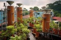 rainwater harvesting system on a rooftop