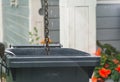 Rainwater tank or water barrel, collection and use of rainwater for watering plants