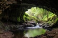 rainwater trickling into a shallow cave