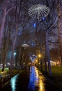 Rainy alley in Gorky park Royalty Free Stock Photo