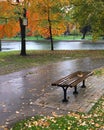 Rainy Autumn Bench Royalty Free Stock Photo