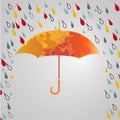 Rainy autumn with umbrella. Season of rains.rain