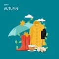 Rainy autumn vector flat style design illustration