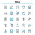 25 Rainy Black and Blue icon Set. Creative Icon Design and logo template