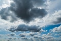 Rainy cloud on blue sky, stormy sky nature background in rainy weather