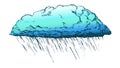 Rainy Cloud And Falling Water Drop Retro Vector Royalty Free Stock Photo