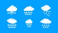 Rainy cloud icon blue set vector
