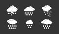 Rainy cloud icon set grey vector