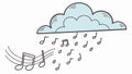 Rainy Cloud with Music Notes Vector, Mood and Melody, vector design Generative AI Royalty Free Stock Photo