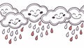 Rainy Clouds and Falling Raindrops Decorative Border, vector design Generative AI Royalty Free Stock Photo