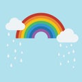 Rainy clouds and rainbow icon.