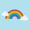 Rainy clouds and rainbow icon.