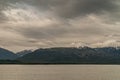 Rainy cloudscape over mountains in Beagle Channel, Tierra del Fuego, Argentina